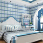 Nordic Tartan Pattern Wallpaper Non-Woven Unpasted Light-Color Wall Decoration for Bedroom Blue Clearhalo 'Wall Decor' 'Wallpaper' 1206168