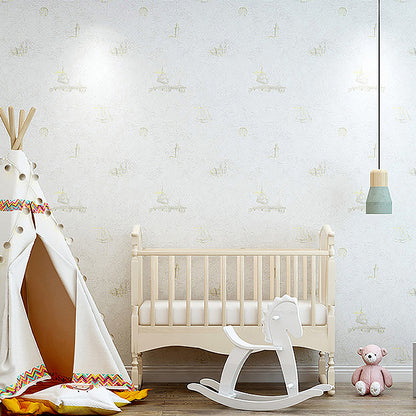 Pastel Color Castle Sketch Wallpaper Moisture Resistant Wall Art for Bedroom Decoration Cream Gray Clearhalo 'Wall Decor' 'Wallpaper' 1206281