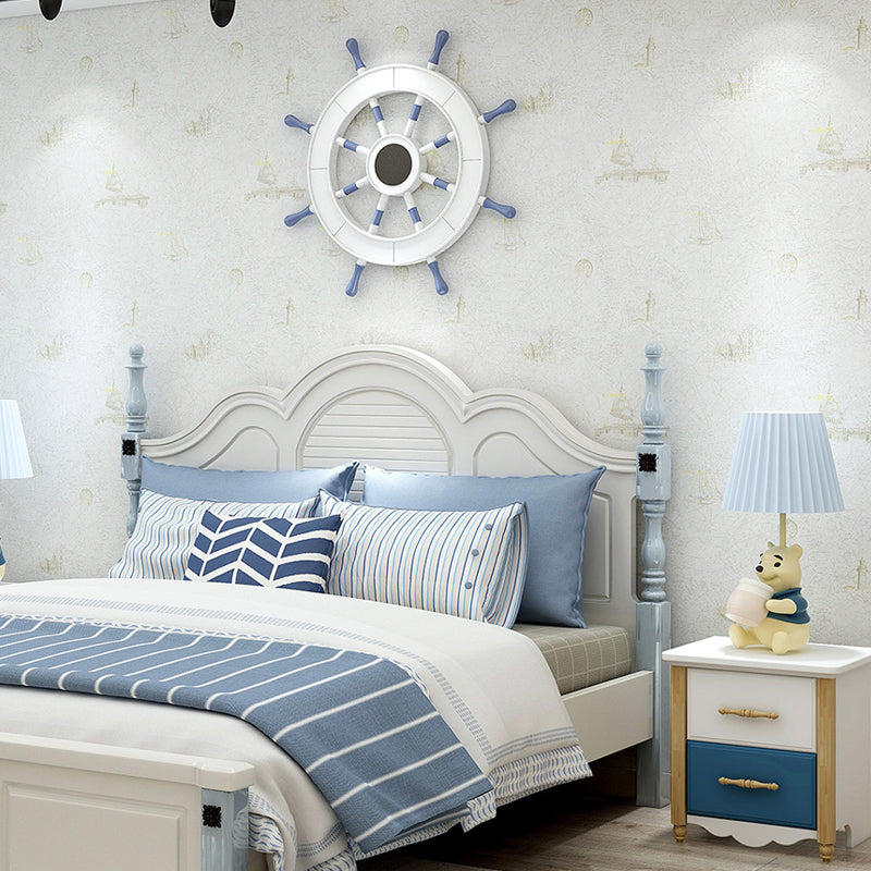 Pastel Color Castle Sketch Wallpaper Moisture Resistant Wall Art for Bedroom Decoration Clearhalo 'Wall Decor' 'Wallpaper' 1206282