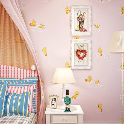 Novelty Cartoon Duck Wallpaper for Childrens Bedroom 33' x 20.5" Wall Decor in Light Pink Light Pink Clearhalo 'Wall Decor' 'Wallpaper' 1206301