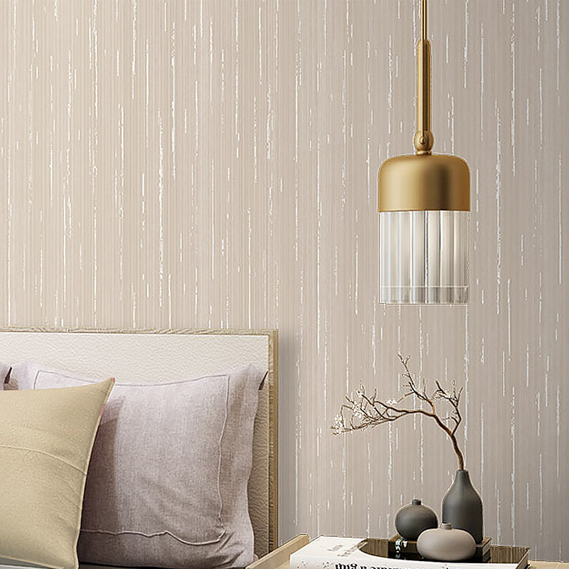 Stripe Wallpaper Pastel Color Minimalistic Wall Covering for Bedroom, Moisture Resistant Light Coffee Clearhalo 'Modern wall decor' 'Modern' 'Wallpaper' Wall Decor' 1206351