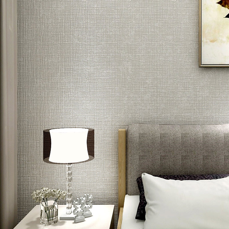 Minimalist Grid Solid Wallpaper Roll Soft Color Stain Resistant Wall Art for Bedroom Light Gray Clearhalo 'Modern wall decor' 'Modern' 'Wallpaper' Wall Decor' 1206376