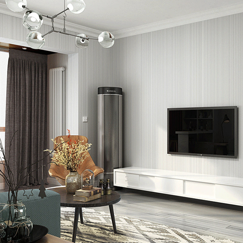 Plain Striped Wallpaper Roll Minimalistic Non-Woven Fabric Wall Art in Soft Color Light Gray Clearhalo 'Modern wall decor' 'Modern' 'Wallpaper' Wall Decor' 1206417