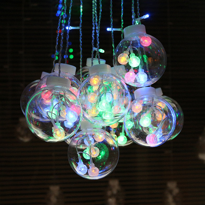 Clear Bubble Shade Hanging Light Modern Plastic String Light for Festival  Decoration - Clearhalo