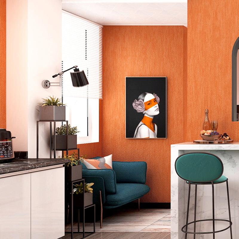 Nordic Plain Wallpaper for Dining Room 31' L x 20.5" W Wall Covering in Orange, Non-Pasted Yellow-Red Clearhalo 'Modern wall decor' 'Modern' 'Wallpaper' Wall Decor' 1206570