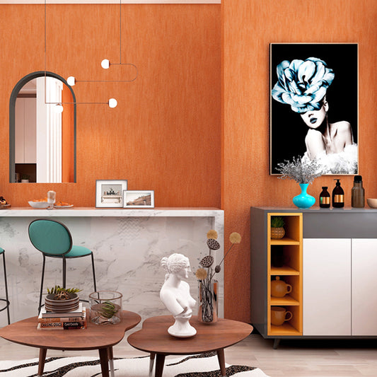 Nordic Plain Wallpaper for Dining Room 31' L x 20.5" W Wall Covering in Orange, Non-Pasted Clearhalo 'Modern wall decor' 'Modern' 'Wallpaper' Wall Decor' 1206572
