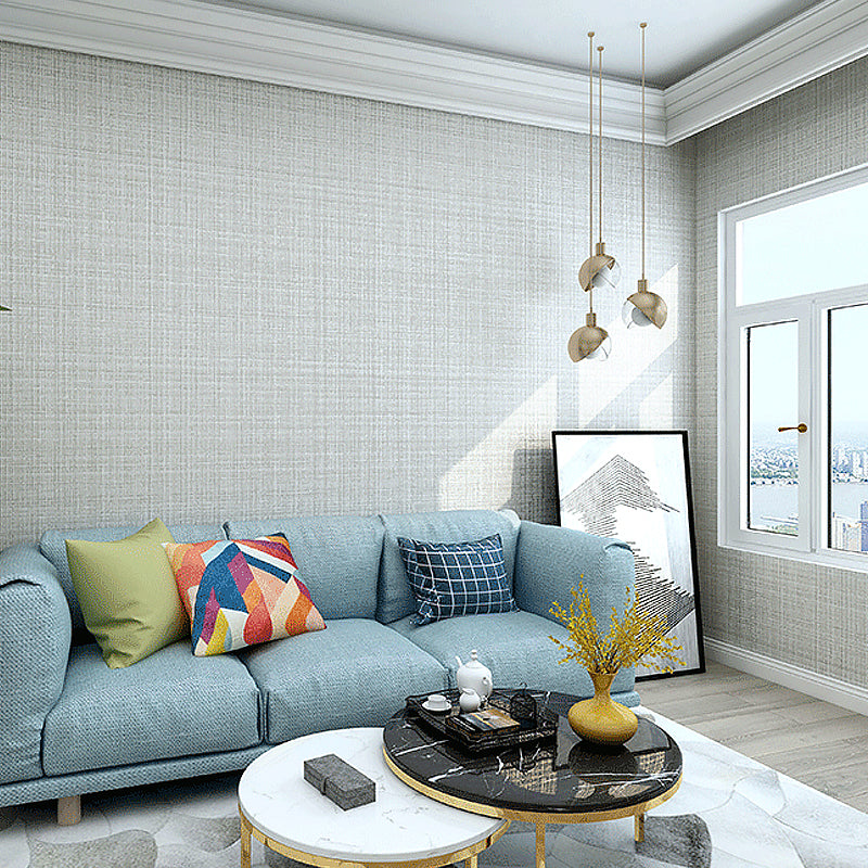 Non-Woven Washable Wallpaper Minimalist Tartan Wall Covering for Living Room, Unpasted Gray-White Clearhalo 'Wall Decor' 'Wallpaper' 1206596