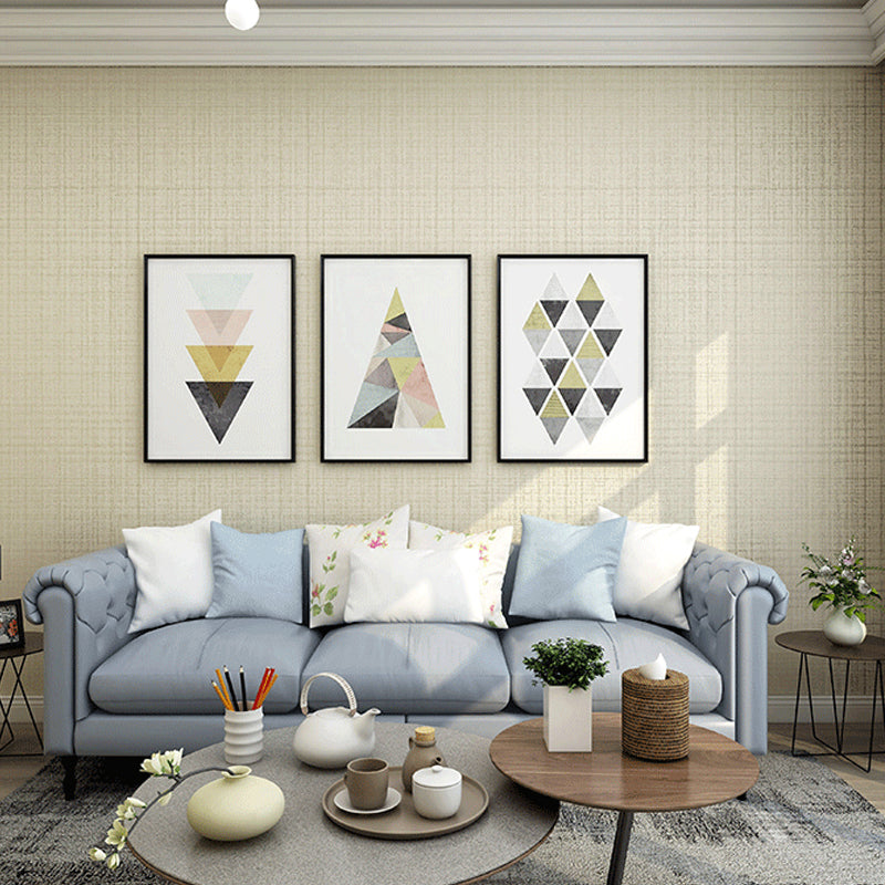 Non-Woven Washable Wallpaper Minimalist Tartan Wall Covering for Living Room, Unpasted Dark Khaki Clearhalo 'Wall Decor' 'Wallpaper' 1206606