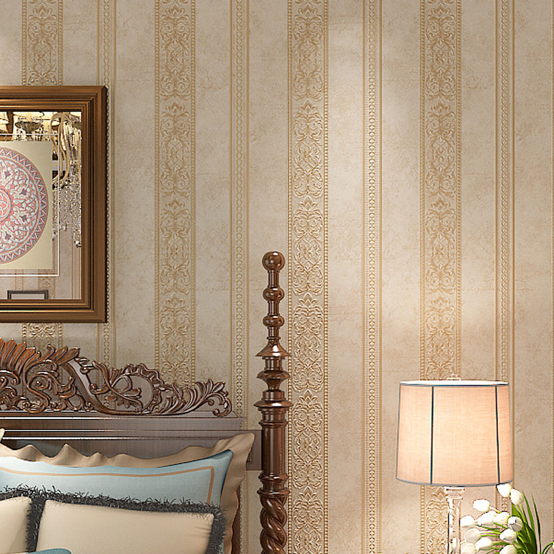 Flower Damask Wallpaper Vintage Non-Woven Material Wall Art in Dark Color, Moisture Resistant Dark Coffee Clearhalo 'Vintage wall decor' 'Vintage' 'Wallpaper' Wall Decor' 1206713