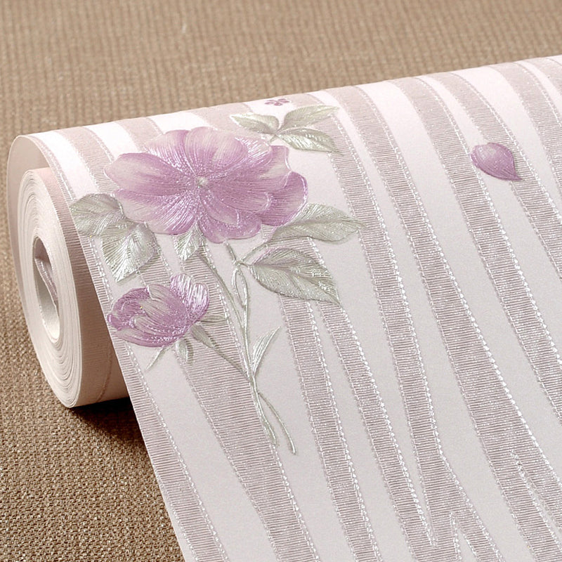 Pastel Color Flower Wallpaper Water-Resistant Country Bedroom Wall Art, Non-Pasted Clearhalo 'Country wall decor' 'Rustic' 'Wallpaper' Wall Decor' 1206818