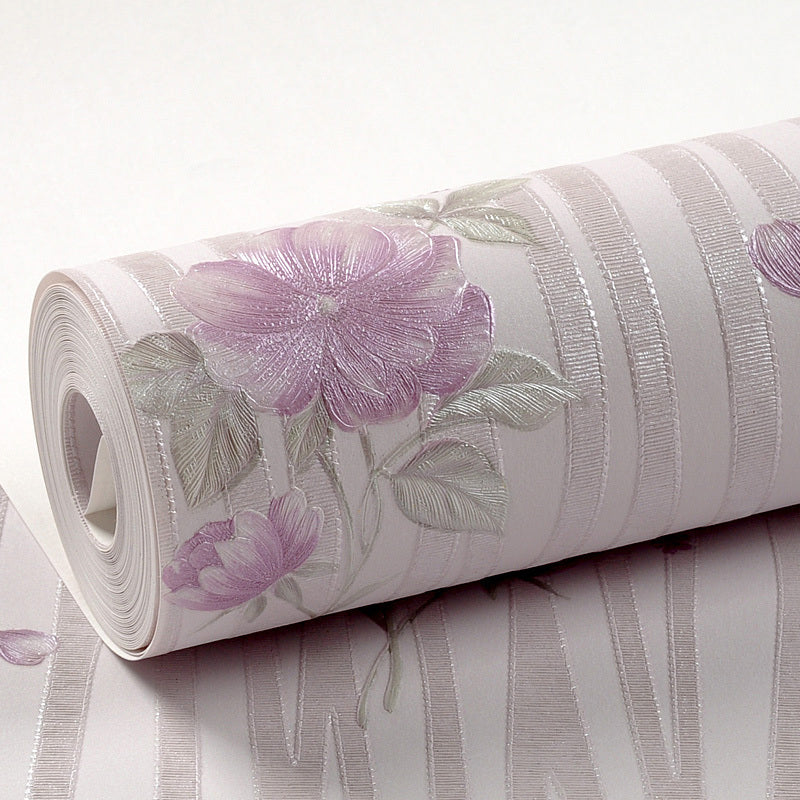 Pastel Color Flower Wallpaper Water-Resistant Country Bedroom Wall Art, Non-Pasted Clearhalo 'Country wall decor' 'Rustic' 'Wallpaper' Wall Decor' 1206819