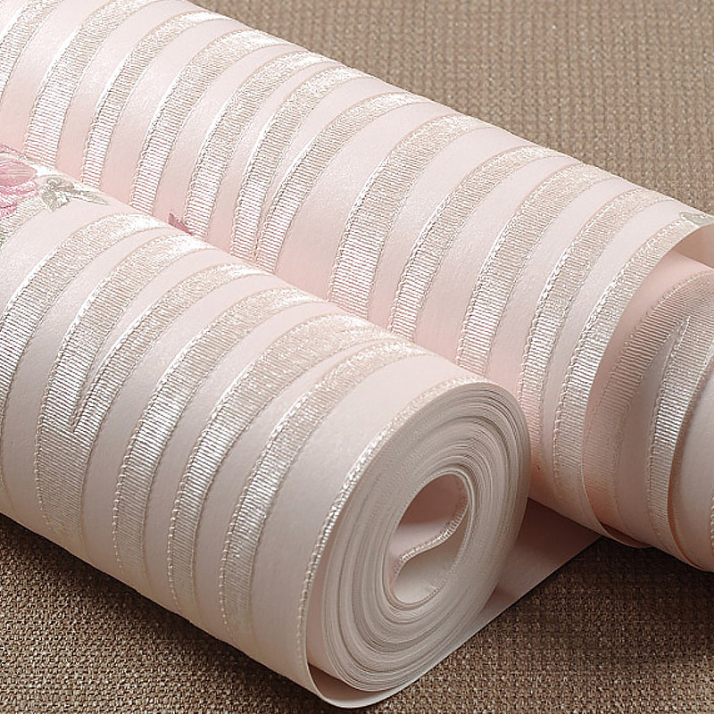 Pastel Color Flower Wallpaper Water-Resistant Country Bedroom Wall Art, Non-Pasted Clearhalo 'Country wall decor' 'Rustic' 'Wallpaper' Wall Decor' 1206823