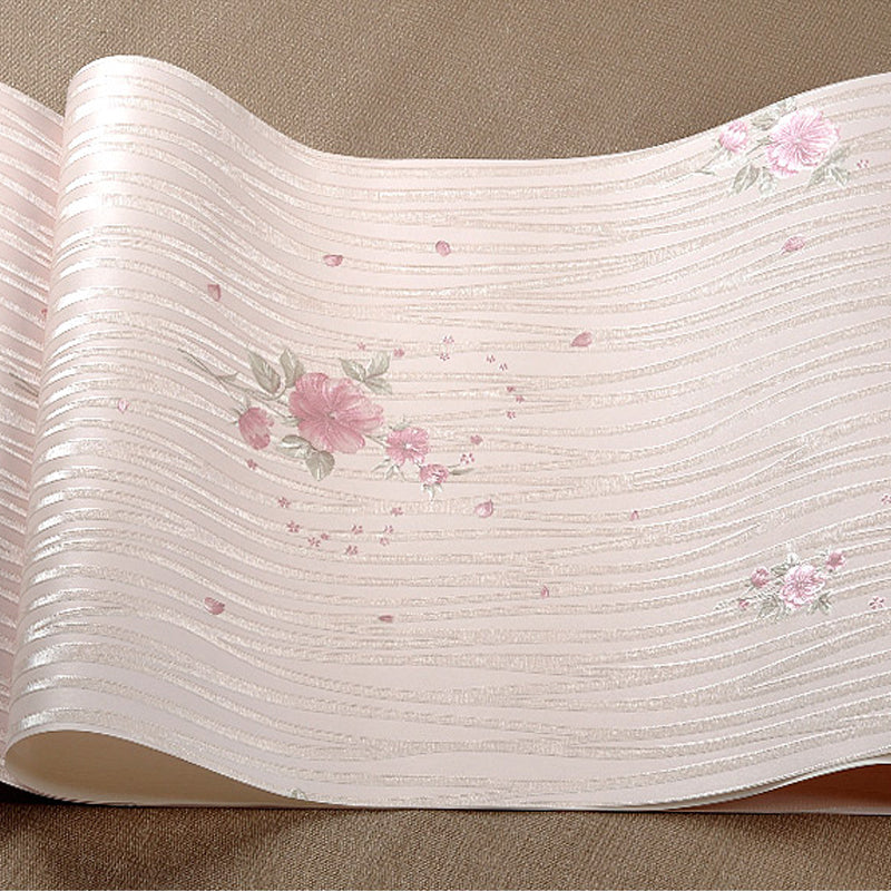 Pastel Color Flower Wallpaper Water-Resistant Country Bedroom Wall Art, Non-Pasted Clearhalo 'Country wall decor' 'Rustic' 'Wallpaper' Wall Decor' 1206824