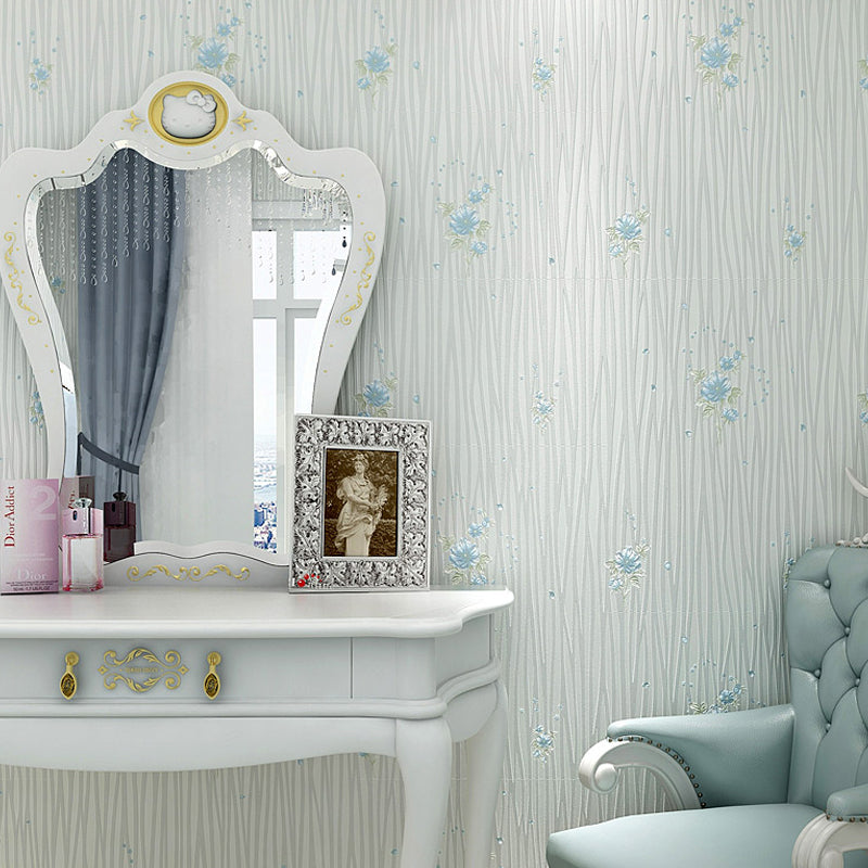 Pastel Color Flower Wallpaper Water-Resistant Country Bedroom Wall Art, Non-Pasted Clearhalo 'Country wall decor' 'Rustic' 'Wallpaper' Wall Decor' 1206827