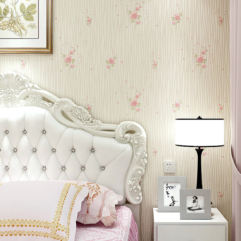 Pastel Color Flower Wallpaper Water-Resistant Country Bedroom Wall Art, Non-Pasted Clearhalo 'Country wall decor' 'Rustic' 'Wallpaper' Wall Decor' 1206833