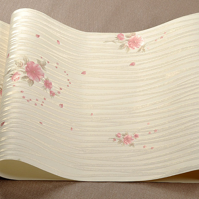 Pastel Color Flower Wallpaper Water-Resistant Country Bedroom Wall Art, Non-Pasted Clearhalo 'Country wall decor' 'Rustic' 'Wallpaper' Wall Decor' 1206836