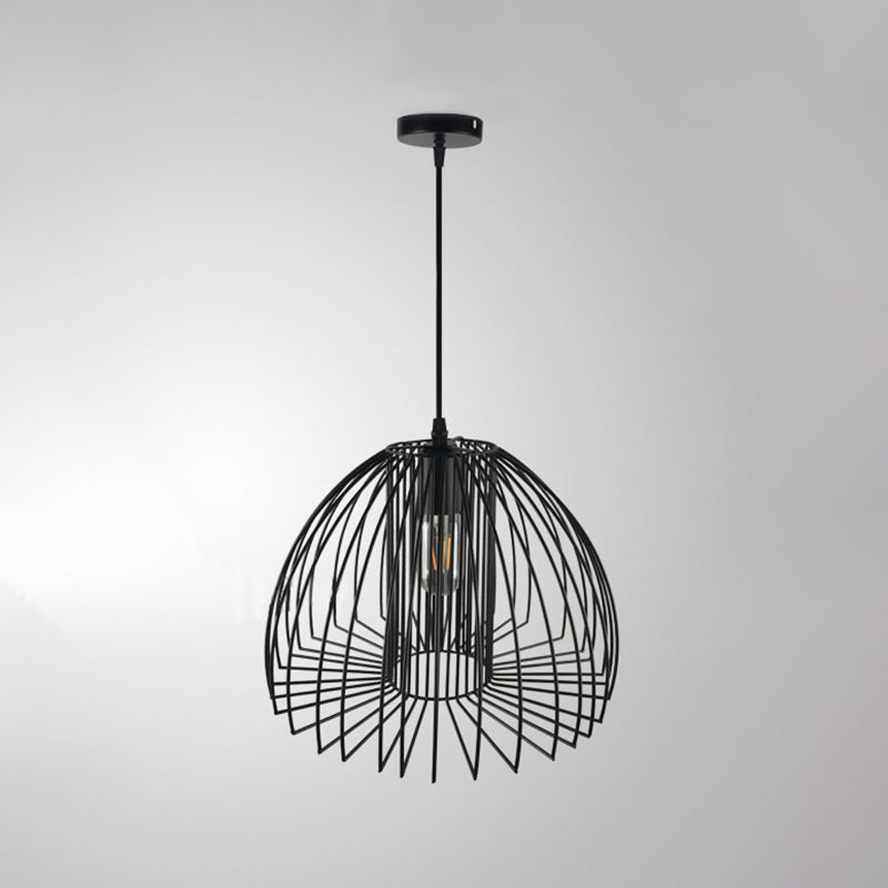 Industrial Wire Frame Ceiling Pendant Light 1 Bulb Metallic Hanging Light with Dome Shade in Black/Copper for Living Room Clearhalo 'Art Deco Pendants' 'Black' 'Cast Iron' 'Ceiling Lights' 'Ceramic' 'Crystal' 'Industrial Pendants' 'Industrial' 'Metal' 'Middle Century Pendants' 'Pendant Lights' 'Pendants' 'Rustic Pendants' 'Tiffany' Lighting' 1207396