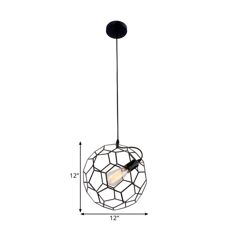 1 Light Wire Cage Pendant Lighting with Honeycomb Design Height Adjustable Simple Black Metal Hanging Lamp Clearhalo 'Art Deco Pendants' 'Black' 'Cast Iron' 'Ceiling Lights' 'Ceramic' 'Crystal' 'Industrial Pendants' 'Industrial' 'Metal' 'Middle Century Pendants' 'Pendant Lights' 'Pendants' 'Rustic Pendants' 'Tiffany' Lighting' 1207416