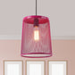 Silver/Red Cylinder Pendant Light Vintage Stylish 1 Bulb Dining Room Hanging Lamp with Mesh Cage Shade Clearhalo 'Art Deco Pendants' 'Cast Iron' 'Ceiling Lights' 'Ceramic' 'Crystal' 'Industrial Pendants' 'Industrial' 'Metal' 'Middle Century Pendants' 'Pendant Lights' 'Pendants' 'Tiffany' Lighting' 1207439
