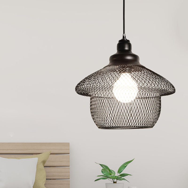 Wire Mesh Metal Pendant Light Industrial Style 1 Head Dining Room Hanging Lamp in Matte Black/Copper Clearhalo 'Art Deco Pendants' 'Black' 'Cast Iron' 'Ceiling Lights' 'Ceramic' 'Crystal' 'Industrial Pendants' 'Industrial' 'Metal' 'Middle Century Pendants' 'Pendant Lights' 'Pendants' 'Rustic Pendants' 'Tiffany' Lighting' 1207443