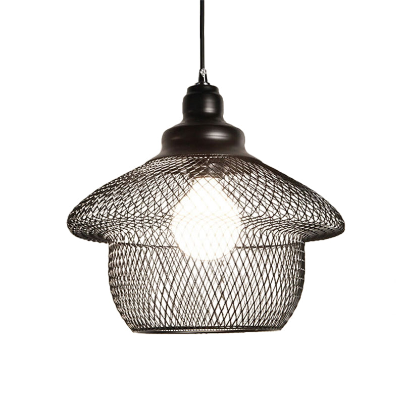 Wire Mesh Metal Pendant Light Industrial Style 1 Head Dining Room Hanging Lamp in Matte Black/Copper Clearhalo 'Art Deco Pendants' 'Black' 'Cast Iron' 'Ceiling Lights' 'Ceramic' 'Crystal' 'Industrial Pendants' 'Industrial' 'Metal' 'Middle Century Pendants' 'Pendant Lights' 'Pendants' 'Rustic Pendants' 'Tiffany' Lighting' 1207444