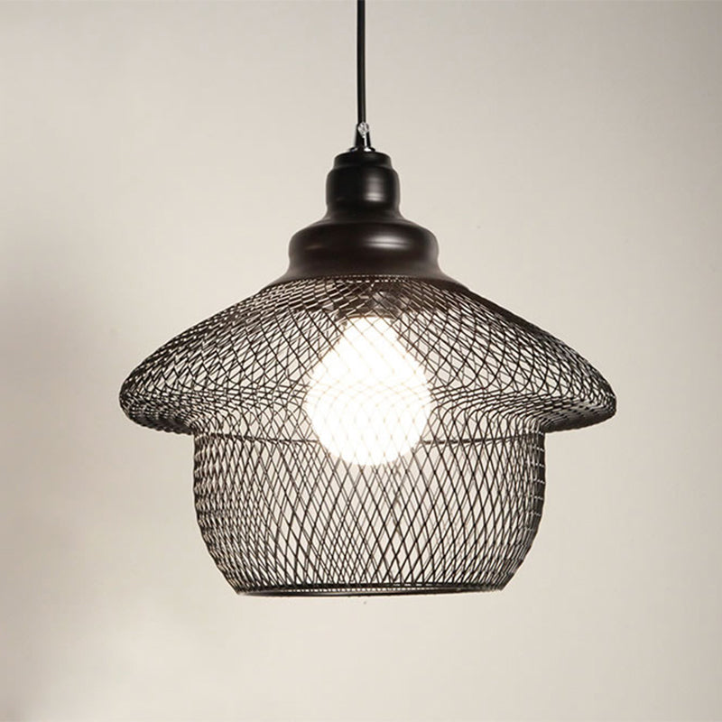 Wire Mesh Metal Pendant Light Industrial Style 1 Head Dining Room Hanging Lamp in Matte Black/Copper Clearhalo 'Art Deco Pendants' 'Black' 'Cast Iron' 'Ceiling Lights' 'Ceramic' 'Crystal' 'Industrial Pendants' 'Industrial' 'Metal' 'Middle Century Pendants' 'Pendant Lights' 'Pendants' 'Rustic Pendants' 'Tiffany' Lighting' 1207445