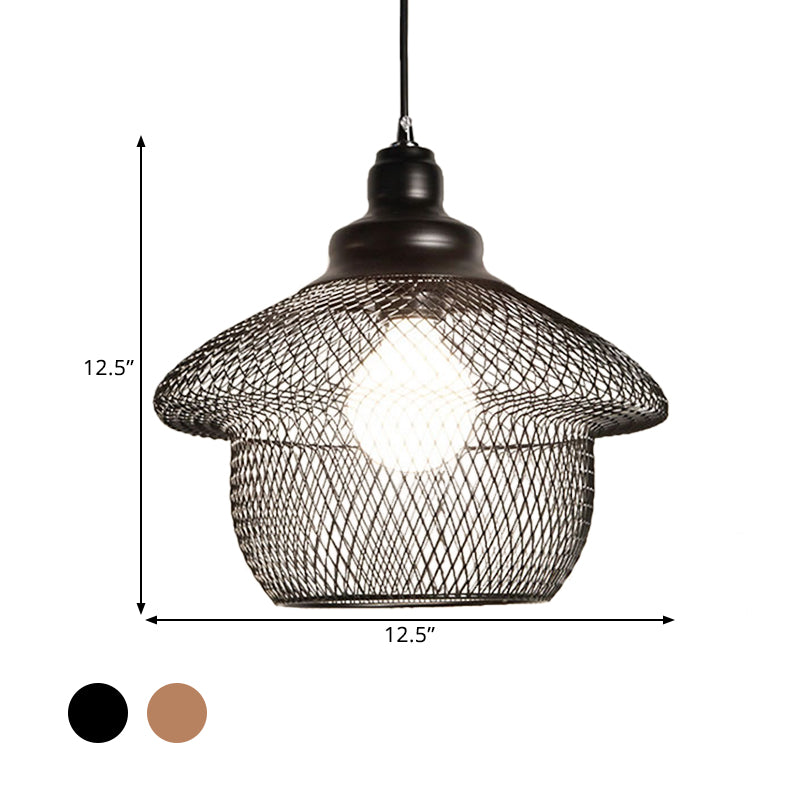 Wire Mesh Metal Pendant Light Industrial Style 1 Head Dining Room Hanging Lamp in Matte Black/Copper Clearhalo 'Art Deco Pendants' 'Black' 'Cast Iron' 'Ceiling Lights' 'Ceramic' 'Crystal' 'Industrial Pendants' 'Industrial' 'Metal' 'Middle Century Pendants' 'Pendant Lights' 'Pendants' 'Rustic Pendants' 'Tiffany' Lighting' 1207446