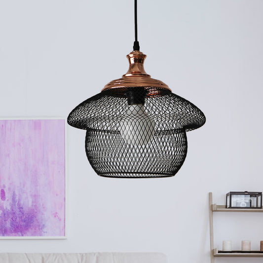Wire Mesh Metal Pendant Light Industrial Style 1 Head Dining Room Hanging Lamp in Matte Black/Copper Copper Clearhalo 'Art Deco Pendants' 'Black' 'Cast Iron' 'Ceiling Lights' 'Ceramic' 'Crystal' 'Industrial Pendants' 'Industrial' 'Metal' 'Middle Century Pendants' 'Pendant Lights' 'Pendants' 'Rustic Pendants' 'Tiffany' Lighting' 1207447