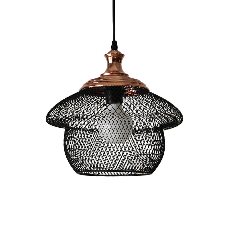 Wire Mesh Metal Pendant Light Industrial Style 1 Head Dining Room Hanging Lamp in Matte Black/Copper Clearhalo 'Art Deco Pendants' 'Black' 'Cast Iron' 'Ceiling Lights' 'Ceramic' 'Crystal' 'Industrial Pendants' 'Industrial' 'Metal' 'Middle Century Pendants' 'Pendant Lights' 'Pendants' 'Rustic Pendants' 'Tiffany' Lighting' 1207449