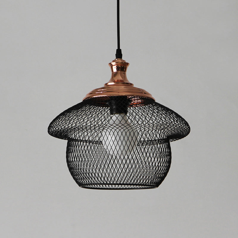 Wire Mesh Metal Pendant Light Industrial Style 1 Head Dining Room Hanging Lamp in Matte Black/Copper Clearhalo 'Art Deco Pendants' 'Black' 'Cast Iron' 'Ceiling Lights' 'Ceramic' 'Crystal' 'Industrial Pendants' 'Industrial' 'Metal' 'Middle Century Pendants' 'Pendant Lights' 'Pendants' 'Rustic Pendants' 'Tiffany' Lighting' 1207450