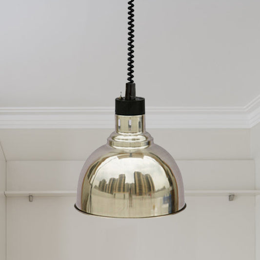 Retro Stylish Dome Suspension Light Extendable 1 Head Metal Pendant Lighting in Bronze/Copper for Indoor Chrome Clearhalo 'Art Deco Pendants' 'Cast Iron' 'Ceiling Lights' 'Ceramic' 'Crystal' 'Industrial Pendants' 'Industrial' 'Metal' 'Middle Century Pendants' 'Pendant Lights' 'Pendants' 'Tiffany' Lighting' 1207461