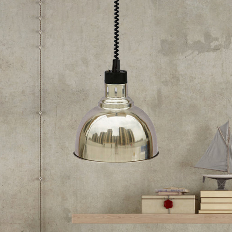 Retro Stylish Dome Suspension Light Extendable 1 Head Metal Pendant Lighting in Bronze/Copper for Indoor Clearhalo 'Art Deco Pendants' 'Cast Iron' 'Ceiling Lights' 'Ceramic' 'Crystal' 'Industrial Pendants' 'Industrial' 'Metal' 'Middle Century Pendants' 'Pendant Lights' 'Pendants' 'Tiffany' Lighting' 1207462
