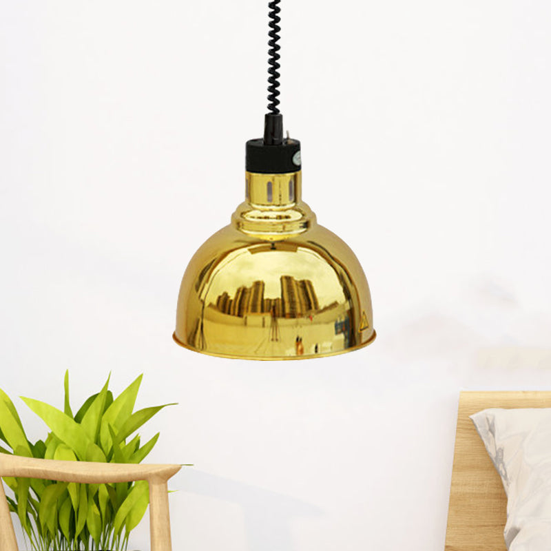 Retro Stylish Dome Suspension Light Extendable 1 Head Metal Pendant Lighting in Bronze/Copper for Indoor Clearhalo 'Art Deco Pendants' 'Cast Iron' 'Ceiling Lights' 'Ceramic' 'Crystal' 'Industrial Pendants' 'Industrial' 'Metal' 'Middle Century Pendants' 'Pendant Lights' 'Pendants' 'Tiffany' Lighting' 1207475