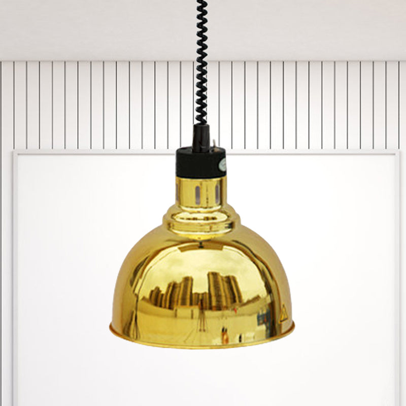 Retro Stylish Dome Suspension Light Extendable 1 Head Metal Pendant Lighting in Bronze/Copper for Indoor Clearhalo 'Art Deco Pendants' 'Cast Iron' 'Ceiling Lights' 'Ceramic' 'Crystal' 'Industrial Pendants' 'Industrial' 'Metal' 'Middle Century Pendants' 'Pendant Lights' 'Pendants' 'Tiffany' Lighting' 1207476