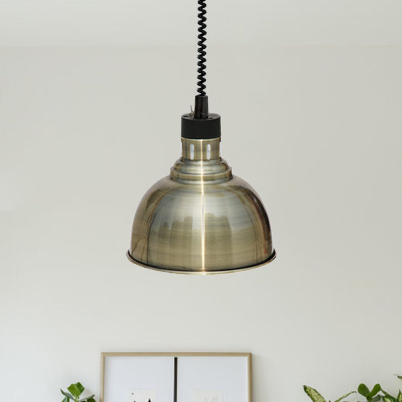 Retro Stylish Dome Suspension Light Extendable 1 Head Metal Pendant Lighting in Bronze/Copper for Indoor Clearhalo 'Art Deco Pendants' 'Cast Iron' 'Ceiling Lights' 'Ceramic' 'Crystal' 'Industrial Pendants' 'Industrial' 'Metal' 'Middle Century Pendants' 'Pendant Lights' 'Pendants' 'Tiffany' Lighting' 1207479