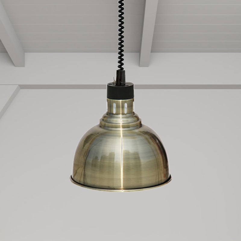 Retro Stylish Dome Suspension Light Extendable 1 Head Metal Pendant Lighting in Bronze/Copper for Indoor Clearhalo 'Art Deco Pendants' 'Cast Iron' 'Ceiling Lights' 'Ceramic' 'Crystal' 'Industrial Pendants' 'Industrial' 'Metal' 'Middle Century Pendants' 'Pendant Lights' 'Pendants' 'Tiffany' Lighting' 1207480