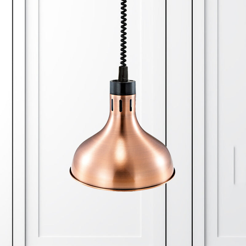 Vintage Extendable Dome Hanging Lamp 1 Light Metallic Ceiling Light Fixture in Bronze/Copper for Kitchen Clearhalo 'Art Deco Pendants' 'Cast Iron' 'Ceiling Lights' 'Ceramic' 'Crystal' 'Industrial Pendants' 'Industrial' 'Metal' 'Middle Century Pendants' 'Pendant Lights' 'Pendants' 'Tiffany' Lighting' 1207488