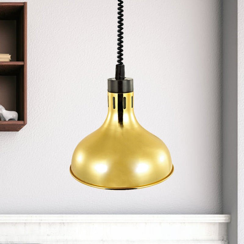 Vintage Extendable Dome Hanging Lamp 1 Light Metallic Ceiling Light Fixture in Bronze/Copper for Kitchen Clearhalo 'Art Deco Pendants' 'Cast Iron' 'Ceiling Lights' 'Ceramic' 'Crystal' 'Industrial Pendants' 'Industrial' 'Metal' 'Middle Century Pendants' 'Pendant Lights' 'Pendants' 'Tiffany' Lighting' 1207493
