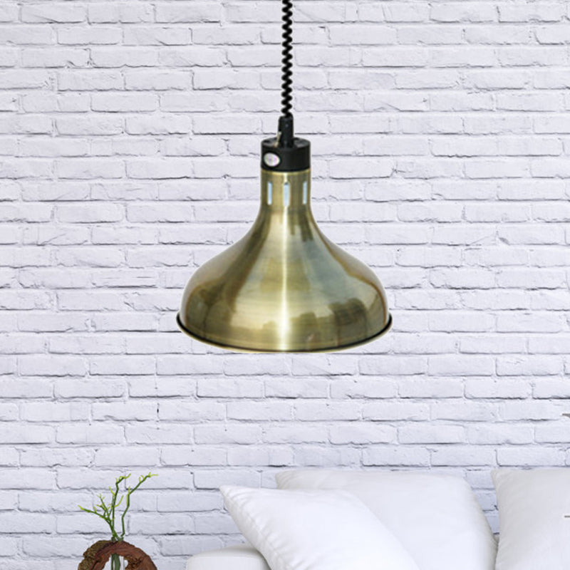 Vintage Extendable Dome Hanging Lamp 1 Light Metallic Ceiling Light Fixture in Bronze/Copper for Kitchen Clearhalo 'Art Deco Pendants' 'Cast Iron' 'Ceiling Lights' 'Ceramic' 'Crystal' 'Industrial Pendants' 'Industrial' 'Metal' 'Middle Century Pendants' 'Pendant Lights' 'Pendants' 'Tiffany' Lighting' 1207496