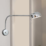 1 Bulb Dome Shade Wall Lamp with Flexible Arm Vintage Chrome/White Metallic Sconce Lamp for Bedside Clearhalo 'Art deco wall lights' 'Cast Iron' 'Glass' 'Industrial wall lights' 'Industrial' 'Middle century wall lights' 'Modern' 'Rustic wall lights' 'Tiffany' 'Traditional wall lights' 'Wall Lamps & Sconces' 'Wall Lights' Lighting' 1207500
