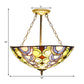 Multi-Colored Bowl Chandelier Tiffany Stained Glass Pendant Light for Living Room Clearhalo 'Ceiling Lights' 'Close To Ceiling Lights' 'Close to ceiling' 'Semi-flushmount' Lighting' 1207527