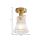 Cone/Cylinder/Bell Corridor Semi Flush Industrial Clear Textured Glass Single Light Gold Ceiling Lighting Clearhalo 'Ceiling Lights' 'Close To Ceiling Lights' 'Close to ceiling' 'Semi-flushmount' Lighting' 1207612