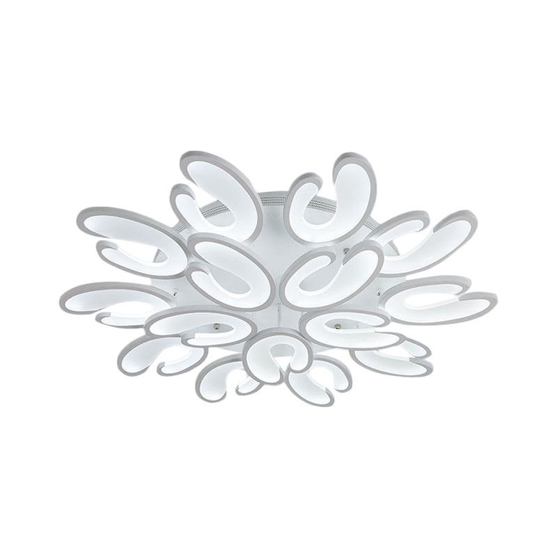 4/6/9 Heads Bedroom Ceiling Light Fixture with U-Shaped Acrylic Shade White Flush Mount Lamp in Warm/White/Natural Light Clearhalo 'Ceiling Lights' 'Close To Ceiling Lights' 'Close to ceiling' 'Semi-flushmount' Lighting' 1207815