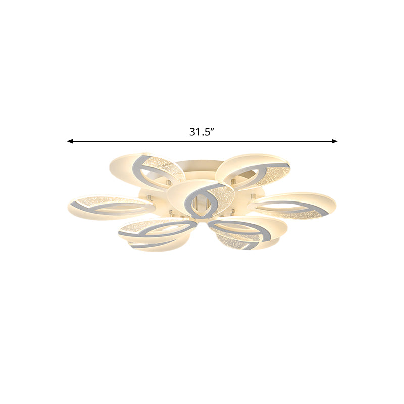 Simple 3/5/9 Lights Flush Mount Light with Acrylic Shade White Fan Ceiling Light Fixture in Warm/White/Natural Light Clearhalo 'Ceiling Lights' 'Close To Ceiling Lights' 'Close to ceiling' 'Semi-flushmount' Lighting' 1207831