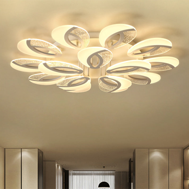 Simple 3/5/9 Lights Flush Mount Light with Acrylic Shade White Fan Ceiling Light Fixture in Warm/White/Natural Light Clearhalo 'Ceiling Lights' 'Close To Ceiling Lights' 'Close to ceiling' 'Semi-flushmount' Lighting' 1207839