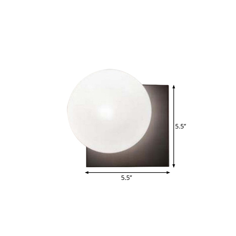 Modern 1 Light Wall Sconce with White Glass Shade Black Ball Wall Mounted Light Fixture Clearhalo 'Cast Iron' 'Glass' 'Industrial' 'Modern wall lights' 'Modern' 'Tiffany' 'Traditional wall lights' 'Wall Lamps & Sconces' 'Wall Lights' Lighting' 1207895