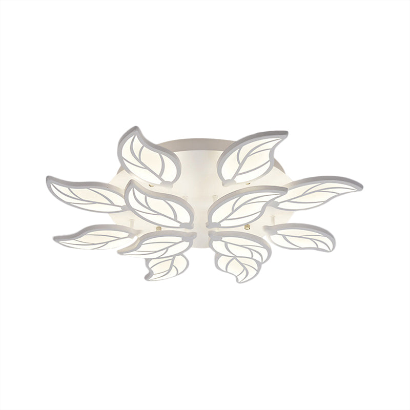Contemporary Leaf Acrylic Flush Mount Light Fixture 6/9/12 Lights LED Ceiling Flushmount in White/Warm/Natural Light Clearhalo 'Ceiling Lights' 'Close To Ceiling Lights' 'Close to ceiling' 'Semi-flushmount' Lighting' 1208040