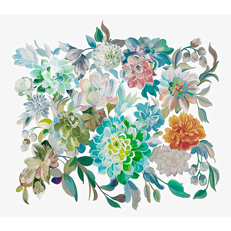 Colorful Blossom Wall Murals Flower Modernist Moisture Resistant Wall Decor on White for Home Clearhalo 'Wall Decor' 'Wall Mural' 1209235