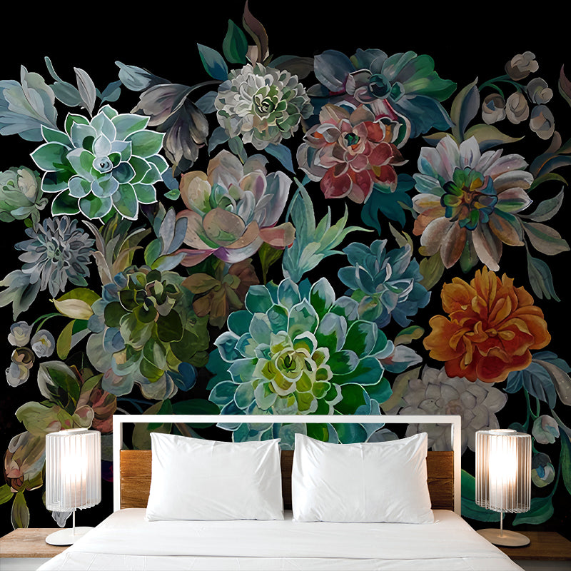 Colorful Blossom Wall Murals Flower Modernist Moisture Resistant Wall Decor on White for Home Clearhalo 'Wall Decor' 'Wall Mural' 1209239