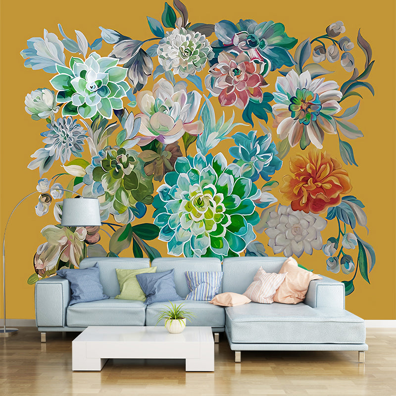 Colorful Blossom Wall Murals Flower Modernist Moisture Resistant Wall Decor on White for Home Clearhalo 'Wall Decor' 'Wall Mural' 1209244